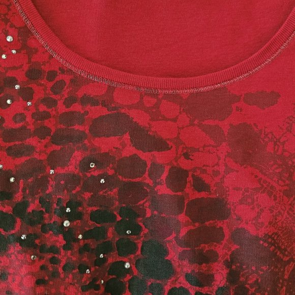 Olsen Europe Cranberry Print Top US 6 - Picture 4 of 8